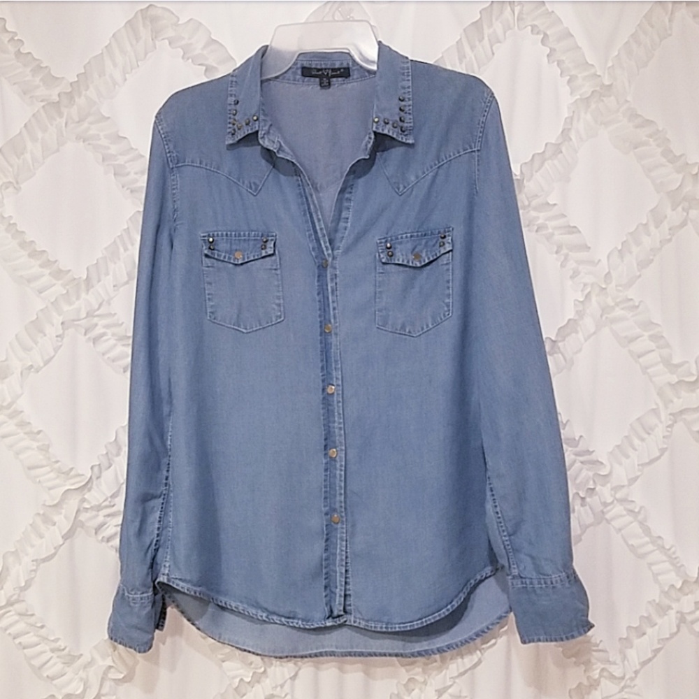 Velvet Heart Button Down Chambray Top